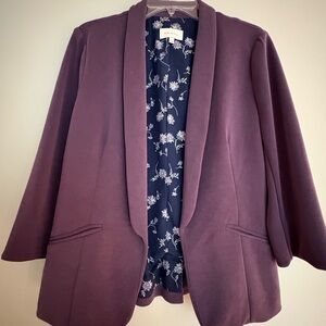 Skies Are Blue Plum Blazer with Floral Lining